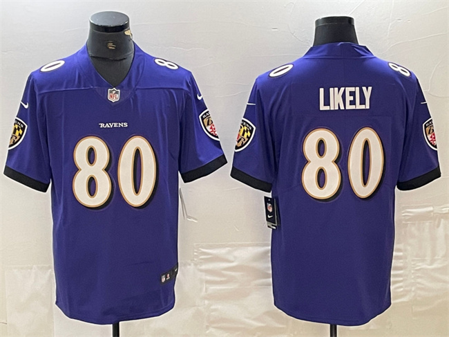 Men's Baltimore Ravens #80 Isaiah Likely Purple Vapor Limited Football Jersey